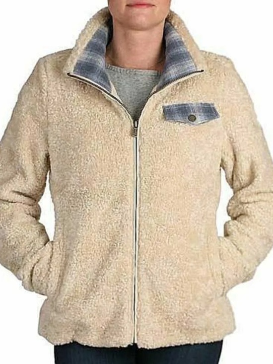 Pendleton Jackets & Blazers - Pendleton Ivory Sherpa Blue Plaid Flannel Zip Front Jacket